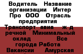 Водитель › Название организации ­ Интер Про, ООО › Отрасль предприятия ­ Транспорт, авиа- , ж/д, речной › Минимальный оклад ­ 45 000 - Все города Работа » Вакансии   . Амурская обл.,Архаринский р-н